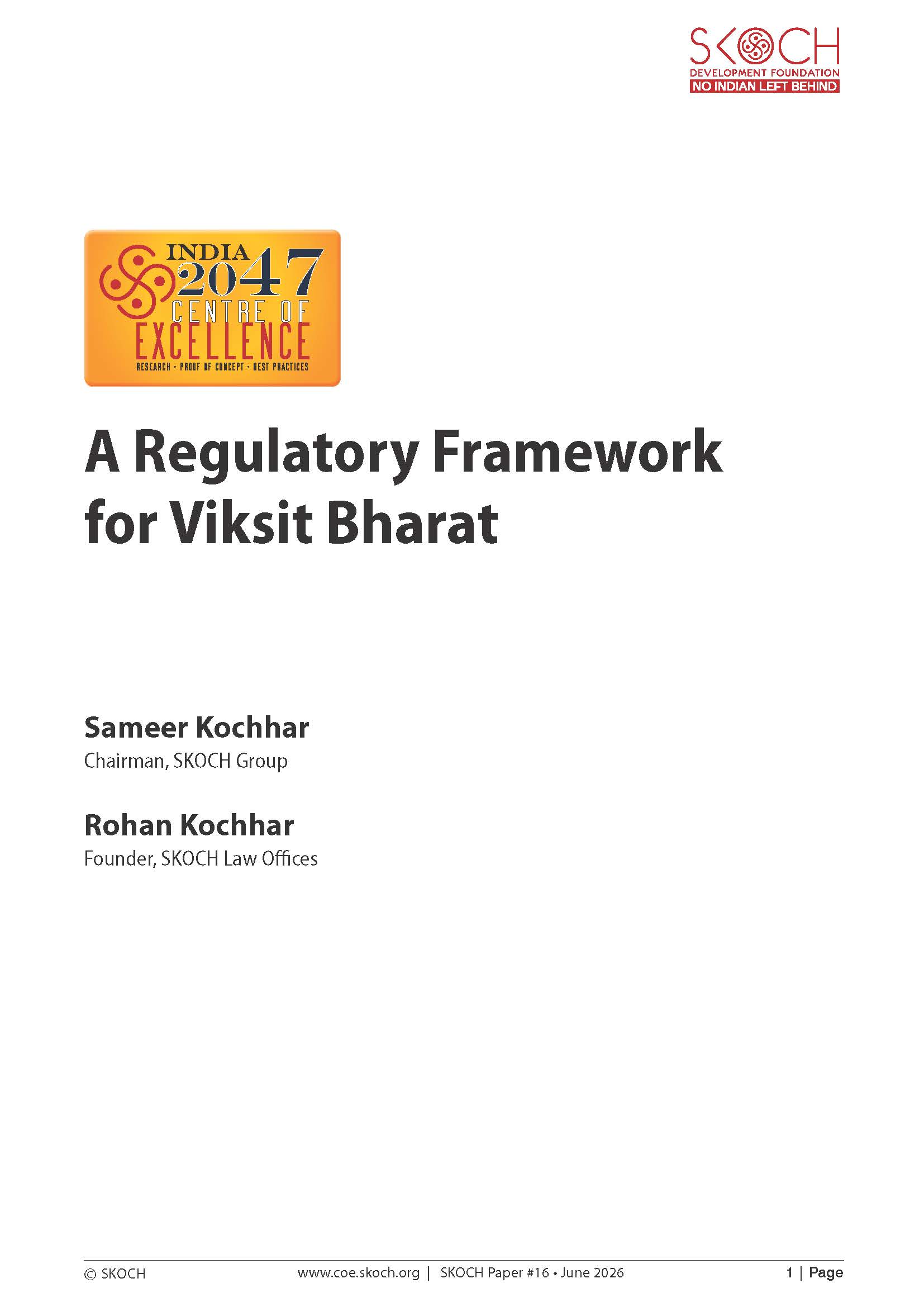 A Regulatory Framework for Viksit Bharat